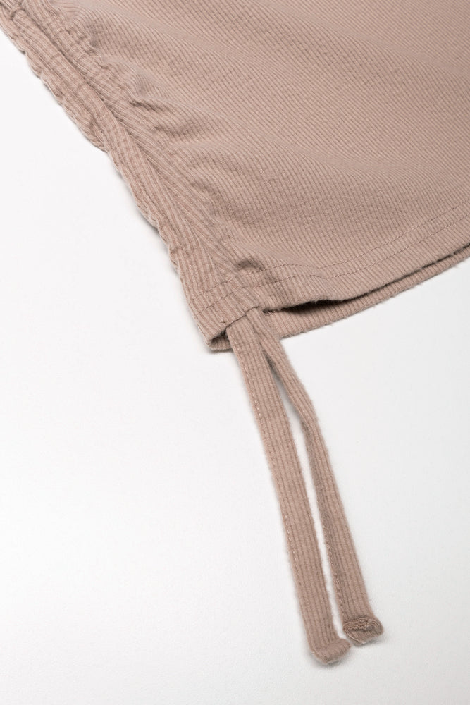 Side Ruch Crew Neck Long Sleeve Top Natural