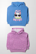 2 Pack Cool Cat Hoodies Blue And Pink