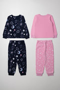 2 Pack Cat Pyjamas Set Pink And Navy (5)