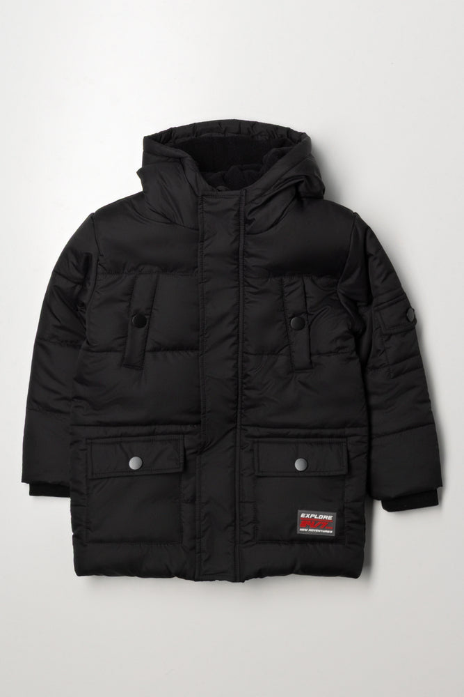 Hooded Puffer Jacket Black