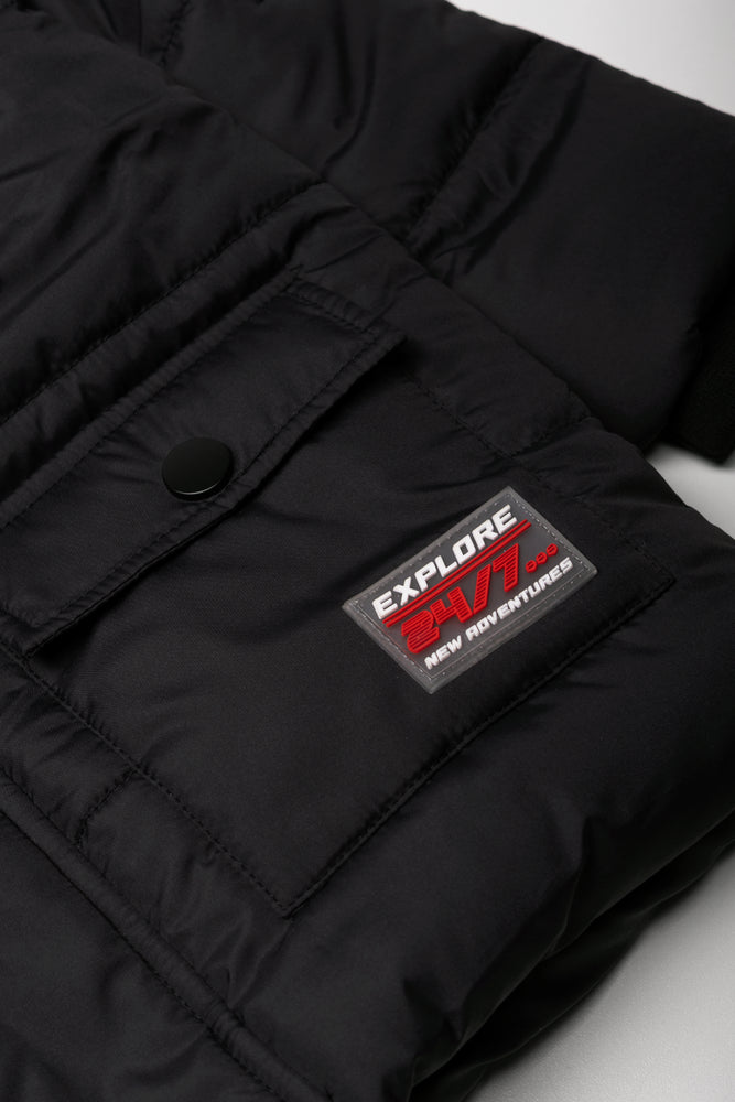Hooded Puffer Jacket Black