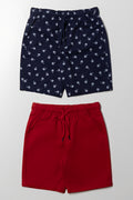 2 Pack Nautical Woven Shorts Red And Navy