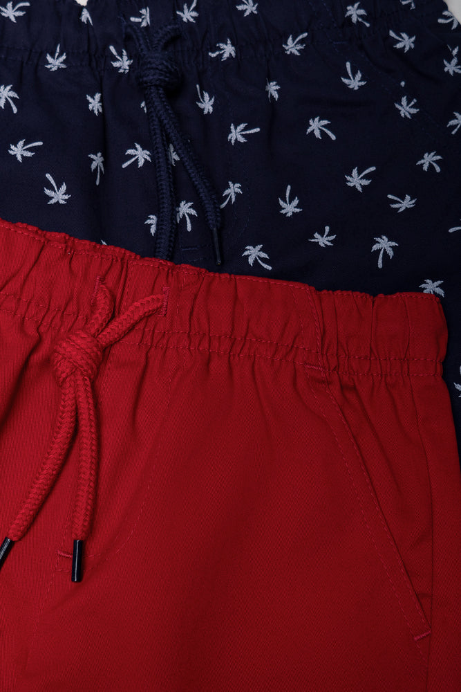 2 Pack Nautical Woven Shorts Red And Navy (1)