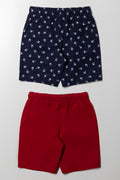 2 Pack Nautical Woven Shorts Red And Navy (2)