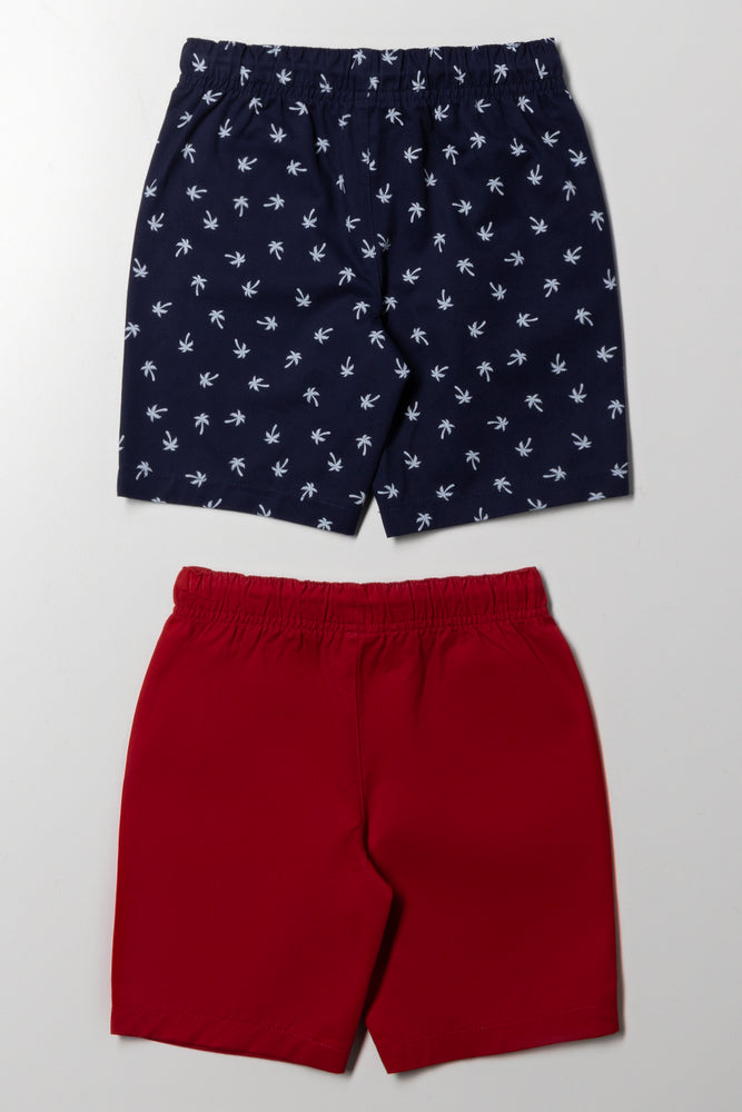 2 Pack Nautical Woven Shorts Red And Navy (2)