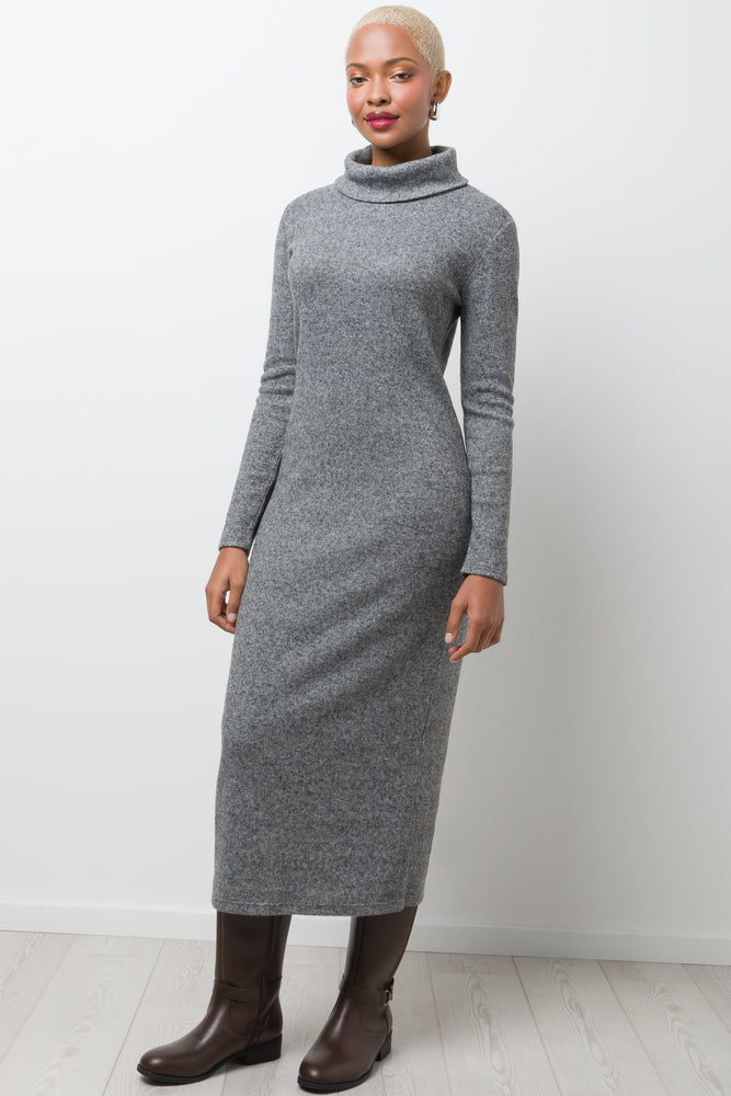 Poloneck Bodycon Maxi Dress Grey