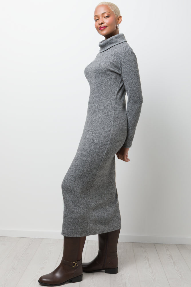 Poloneck Bodycon Maxi Dress Grey