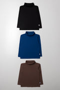 3 Pack Poloneck Black, Blue & Brown