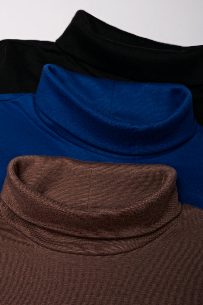 3 Pack Poloneck Black, Blue & Brown (1)