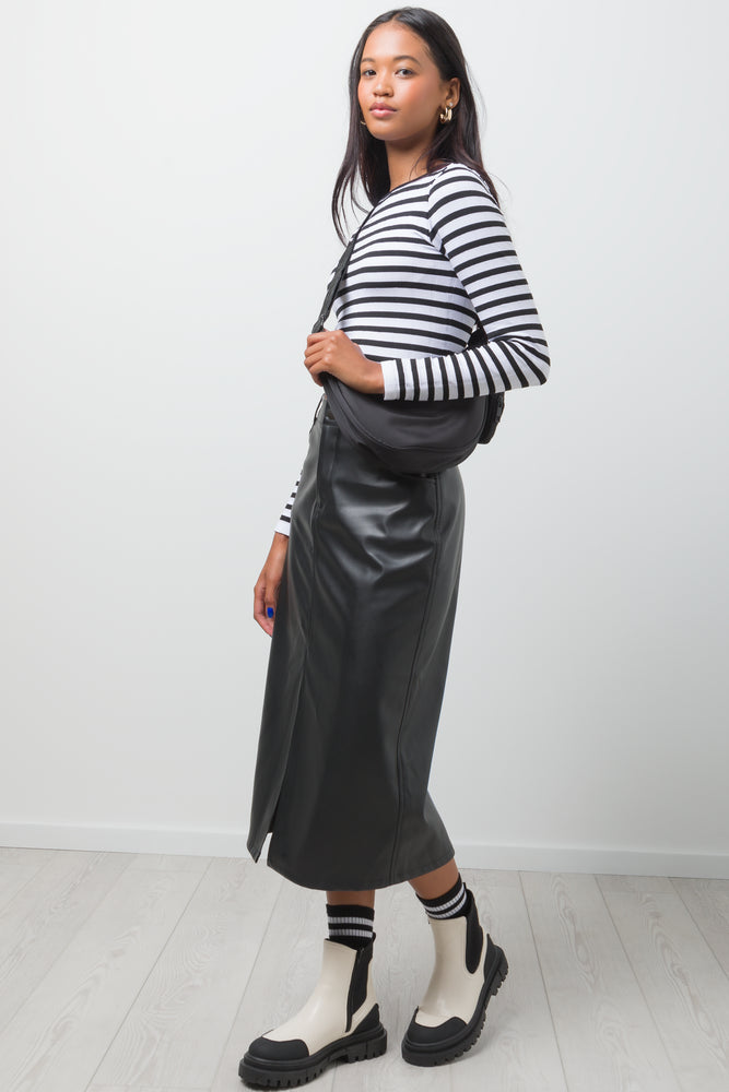 Stripe Seamless Long Sleeve Top White And Black