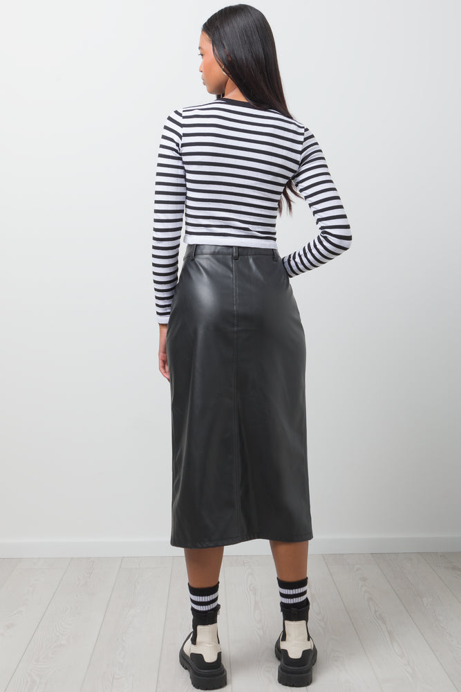 Stripe Seamless Long Sleeve Top White And Black (2)