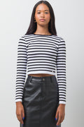 Stripe Seamless Long Sleeve Top White And Black (3)