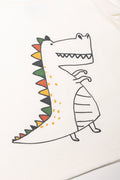 2 Pack Dinosaur Long Sleeve T-Shirts Rust And White (2)