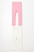 2 Pack Tights Pink And Cream