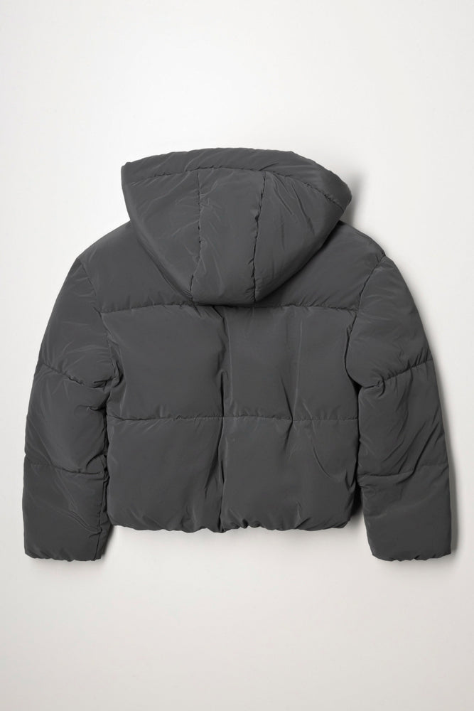Hooded Puffer Jacket Dark Grey (2)