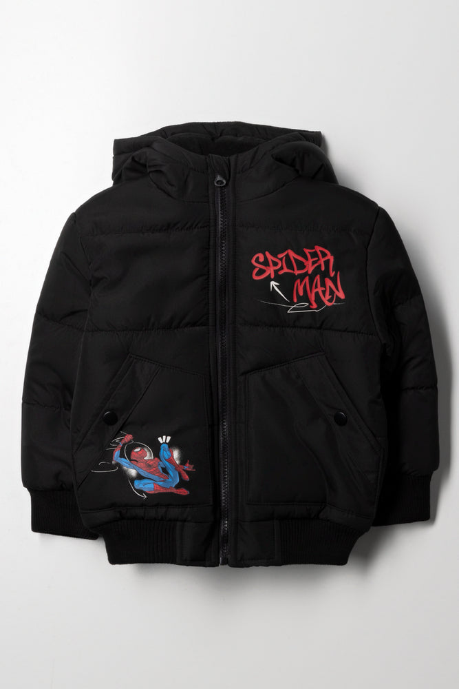 Spider-Man Hooded Puffer Jacket Black
