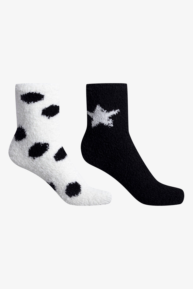 2 Pack Chunky Socks Black & Cream