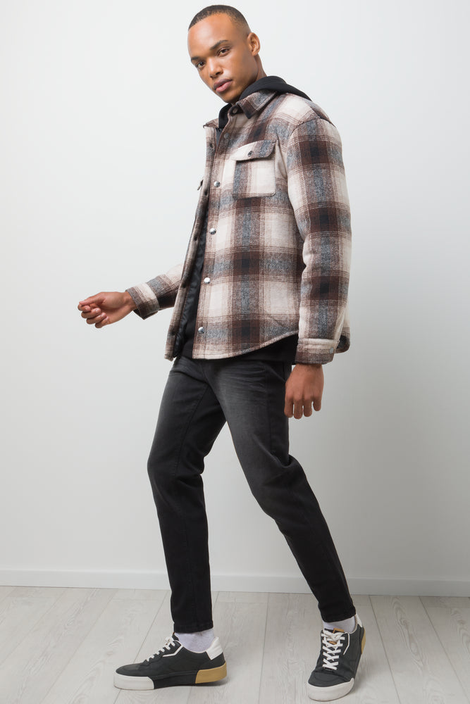 Hooded Shacket Brown