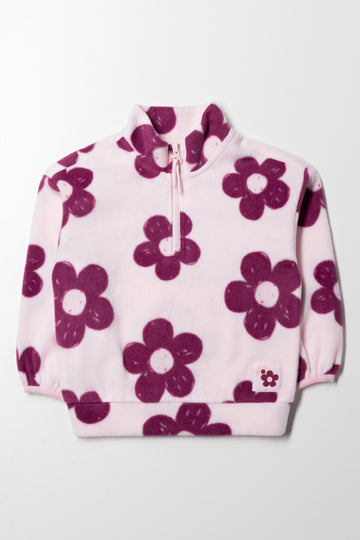 Flower Quarter Zip Tracktop Pink