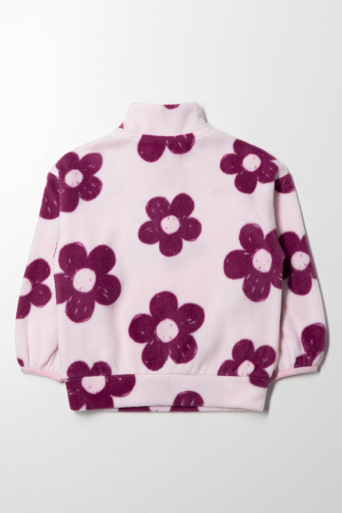 Flower Quarter Zip Tracktop Pink (2)