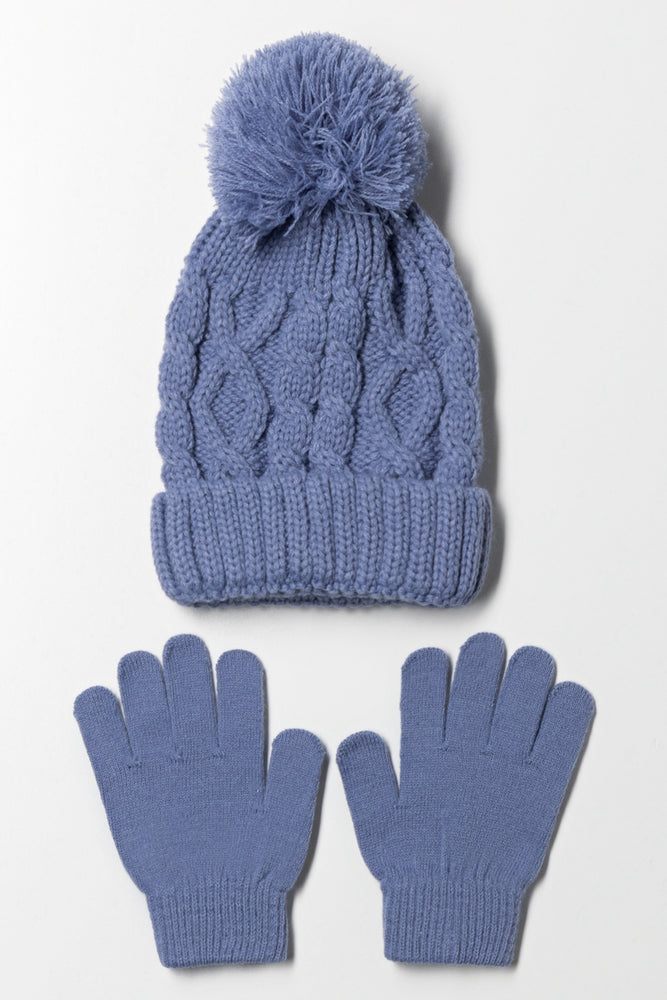 Beanie And Gloves Set Blue