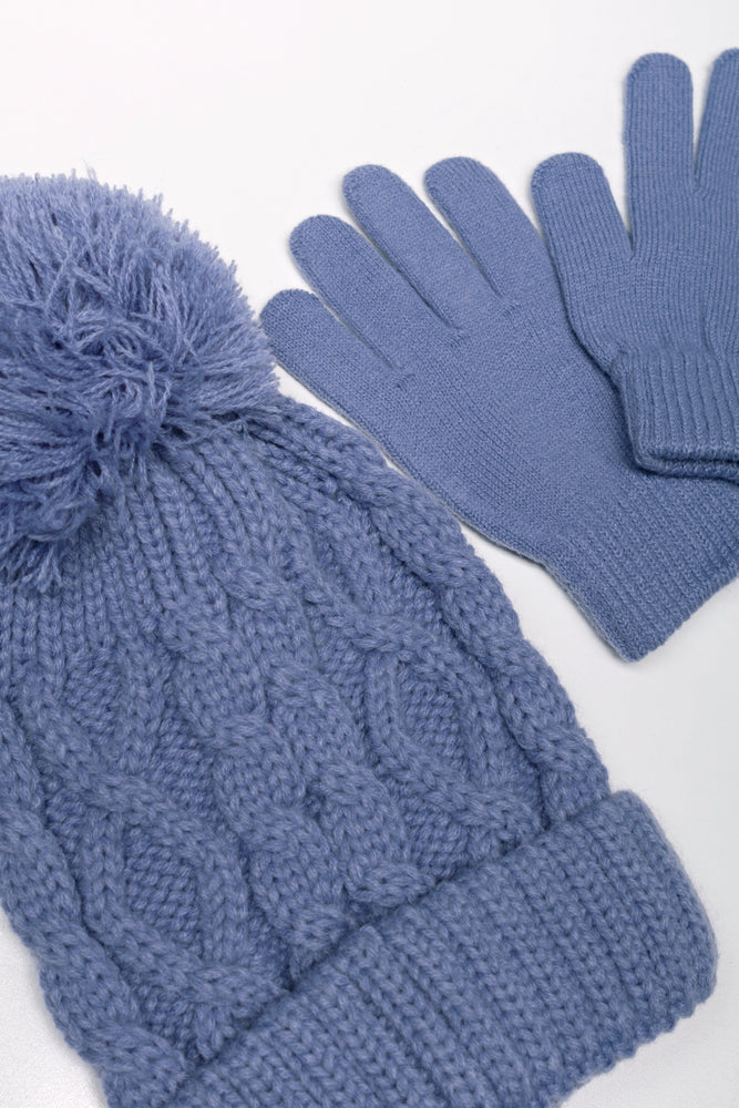 Beanie And Gloves Set Blue