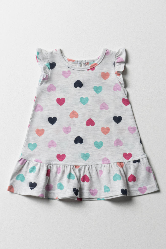 Drop Waist Frill Dress Grey