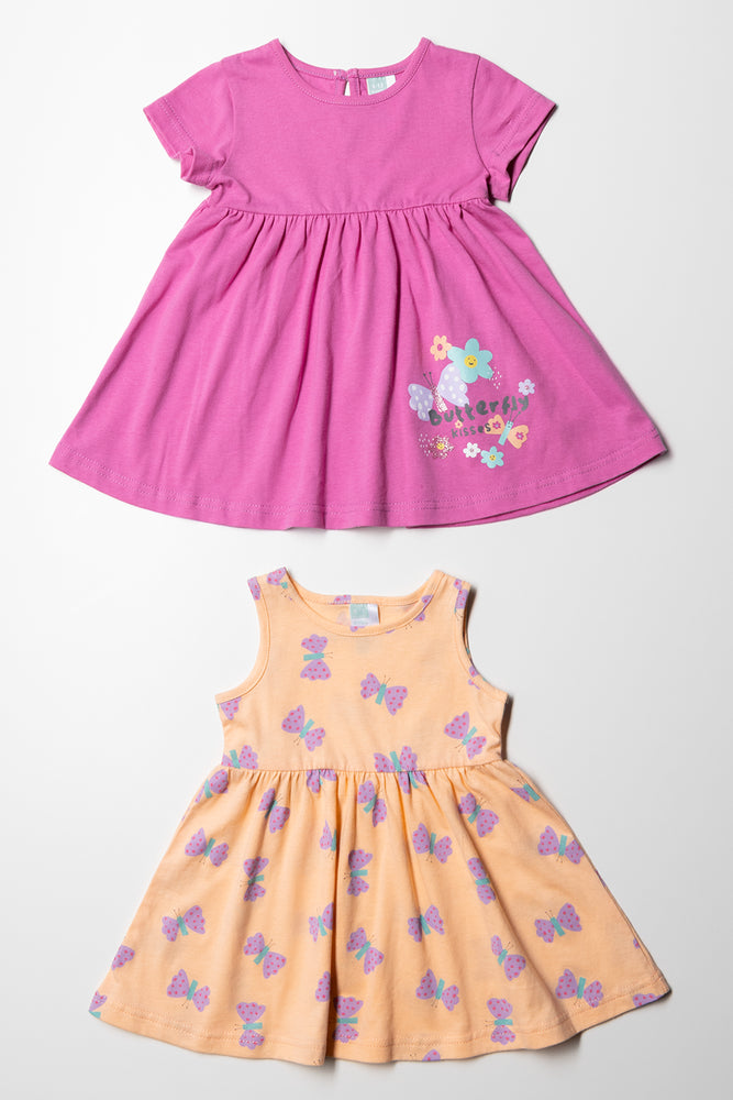 2 Pack Knit Dresses Pink And Peach
