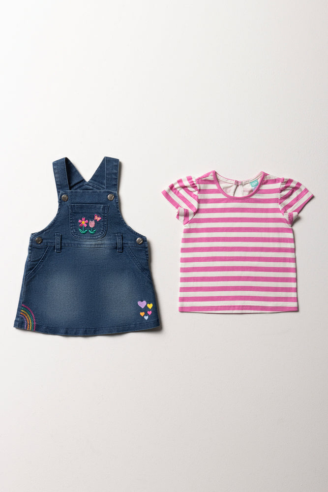 Pinafore Set Blue And Pink