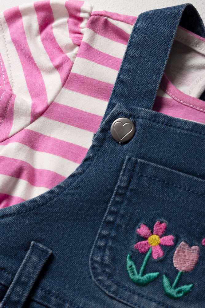 Pinafore Set Blue And Pink