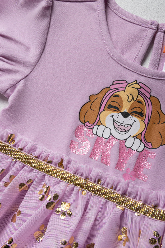 Paw Patrol Party Dress With Glitter Lilac