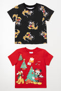 2 Pack Mickey Mouse T-Shirts Red And Black