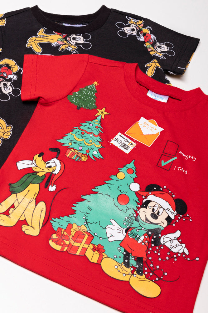 2 Pack Mickey Mouse T-Shirts Red And Black