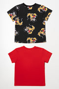 2 Pack Mickey Mouse T-Shirts Red And Black (2)