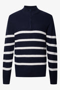 Stripe Quarter Zip Jersey Navy