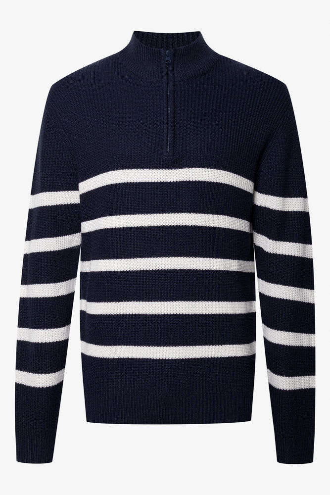 Stripe Quarter Zip Jersey Navy