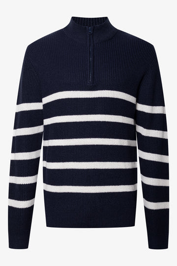 Stripe Quarter Zip Jersey Navy
