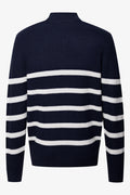Stripe Quarter Zip Jersey Navy (1)