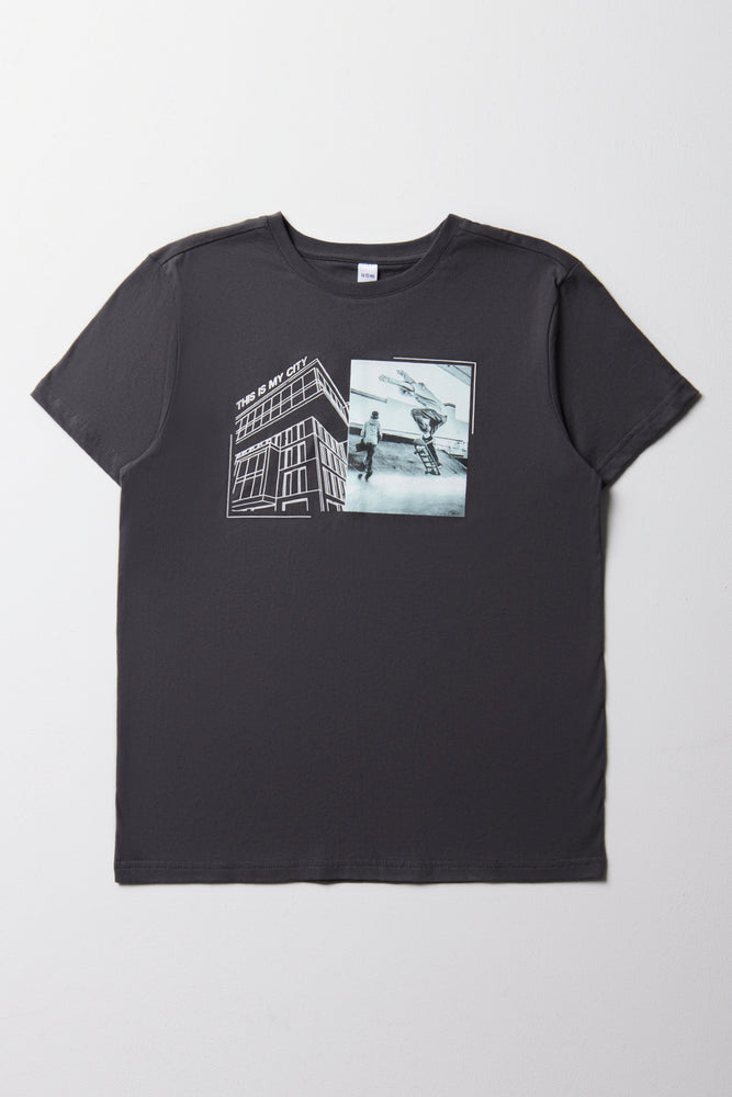 Printed T-Shirt Charcoal
