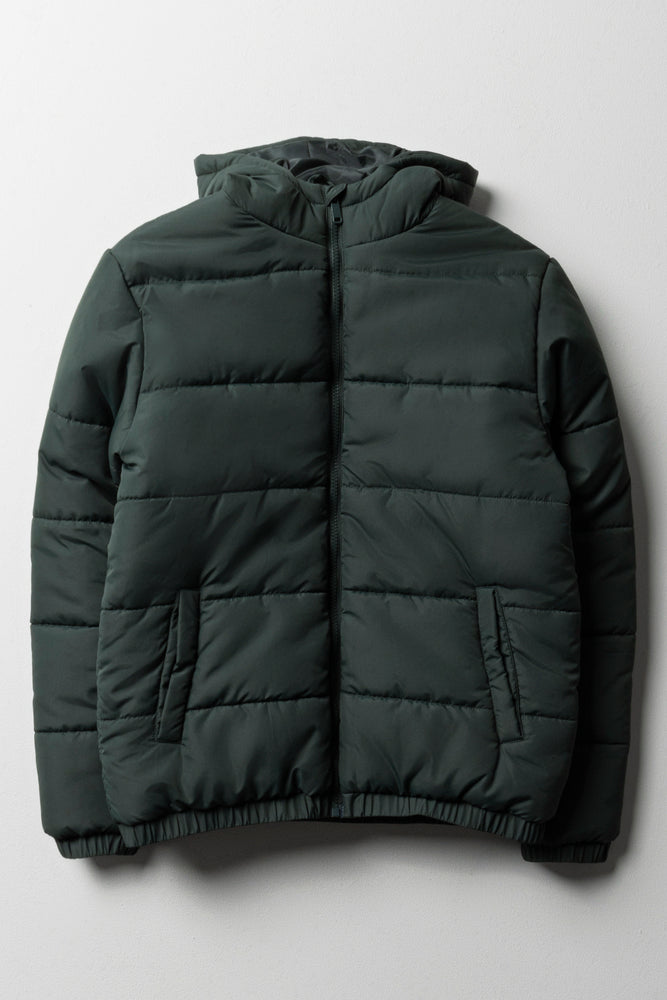 Hooded Puffer Jacket Green