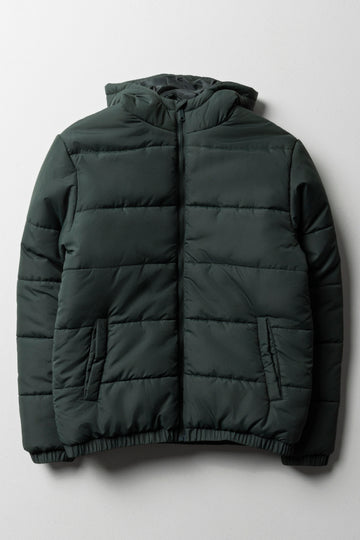 Hooded Puffer Jacket Green