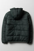 Hooded Puffer Jacket Green (2)