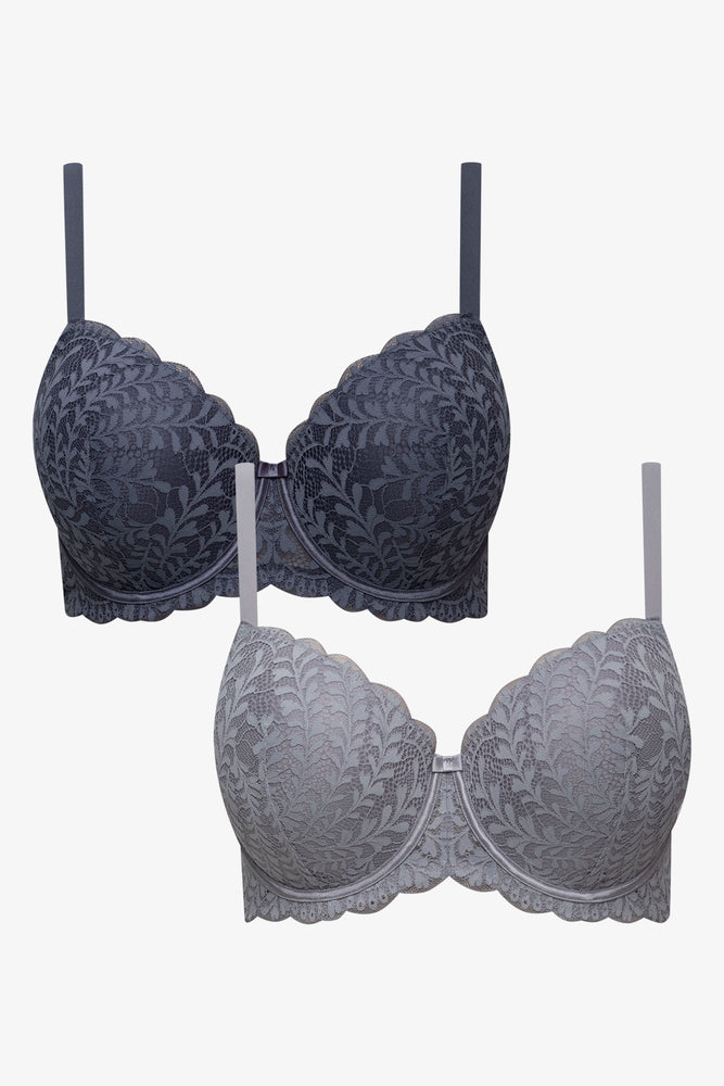 2 Pack Balconette Bras Blue & Grey
