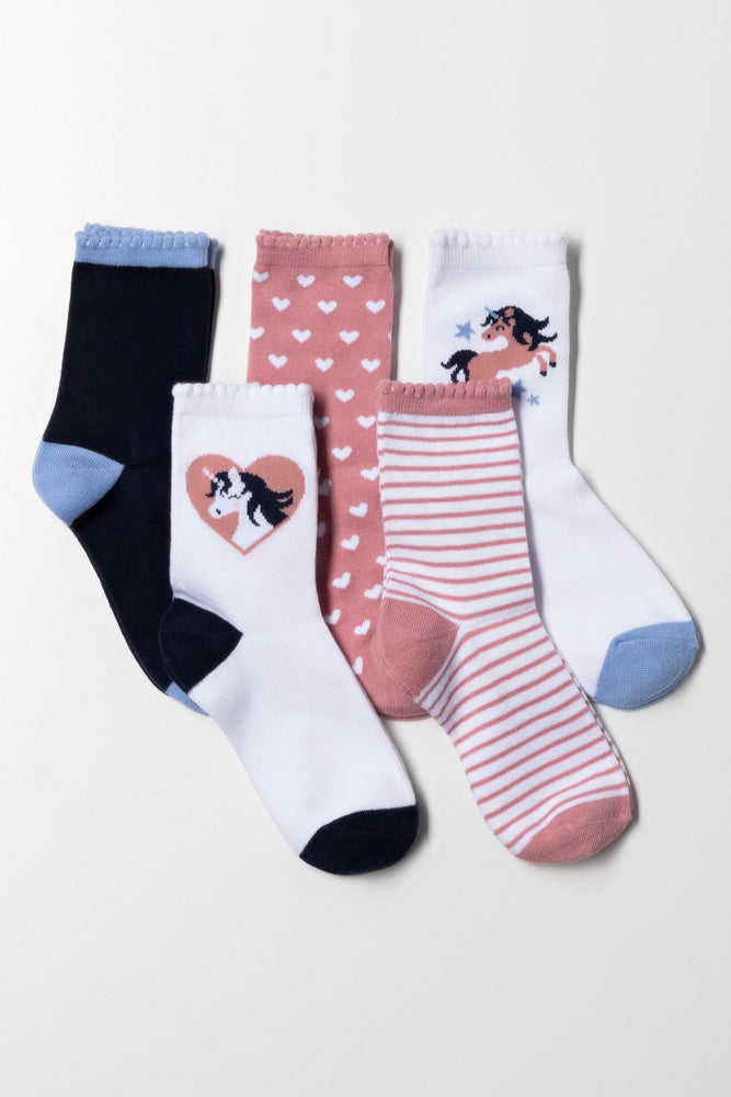 Unicorn 5 Pack Anklet Socks Multi