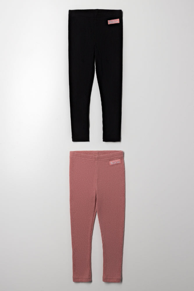2 Pack Leggings Black And Pink