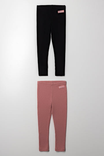 2 Pack Leggings Black And Pink