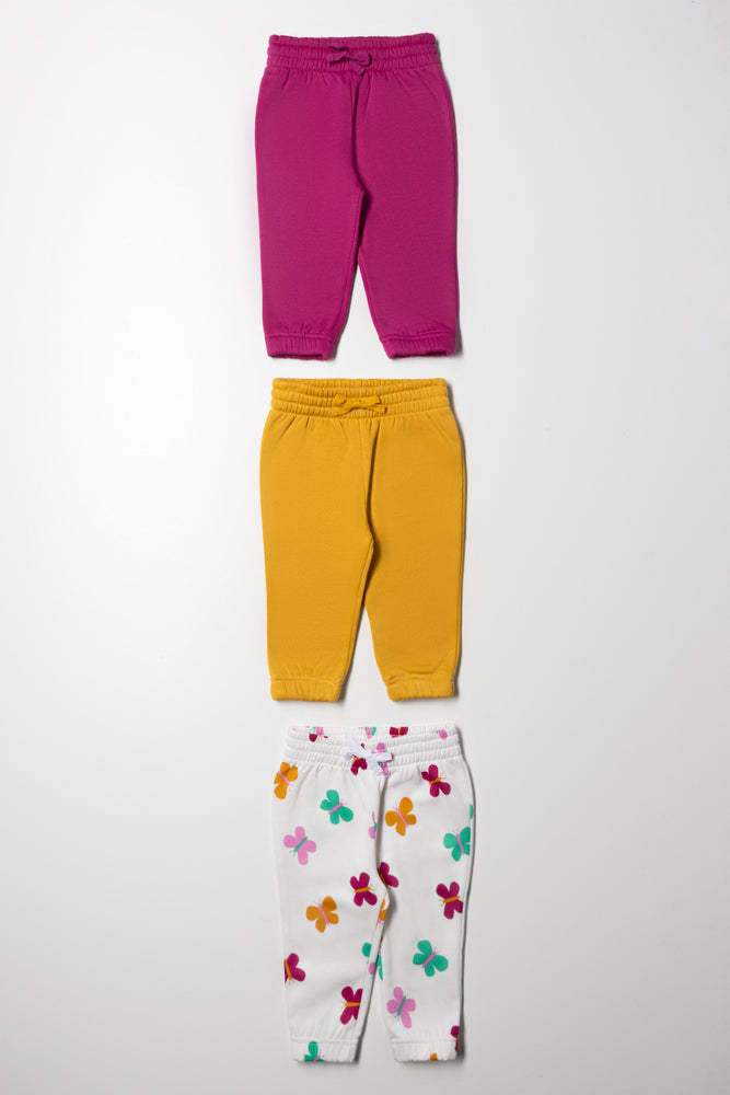 3 Pack Trackpants Purple, White And Yellow
