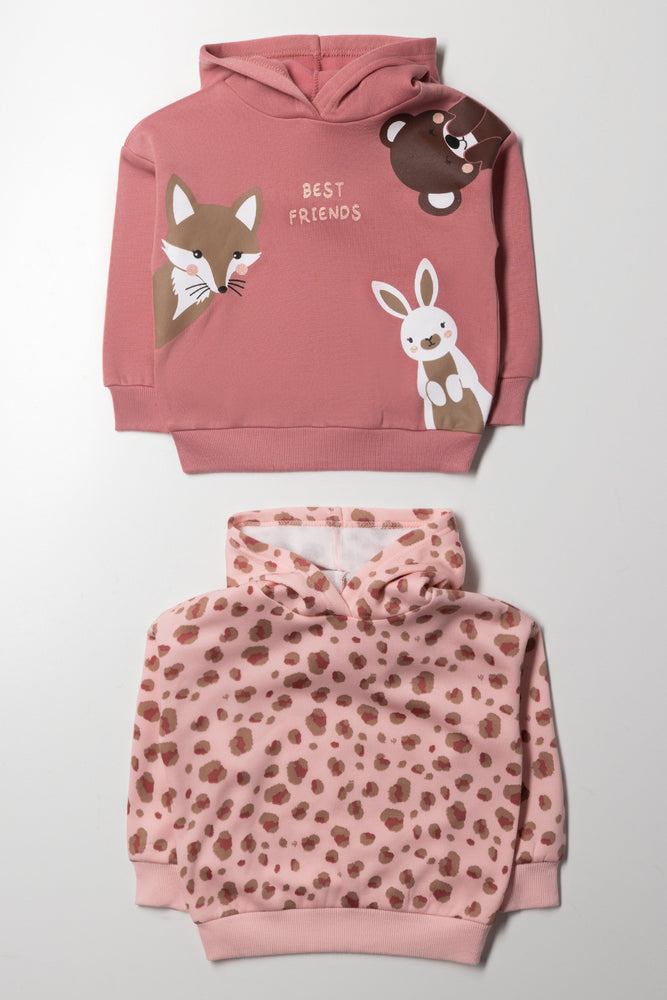 2 Pack Best Friends Hoodies Pink