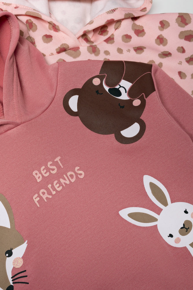 2 Pack Best Friends Hoodies Pink (1)