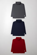 3 Pack Polonecks Dark Grey, Navy And Red